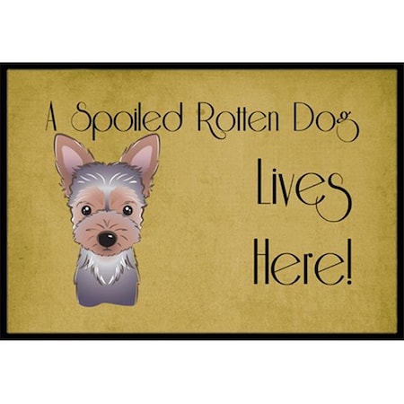 Carolines Treasures Carolines Treasures BB1480JMAT Yorkie Puppy Spoiled Dog Lives Here Indoor & Outdoor Mat; 24 x 36 in. BB1480JMAT